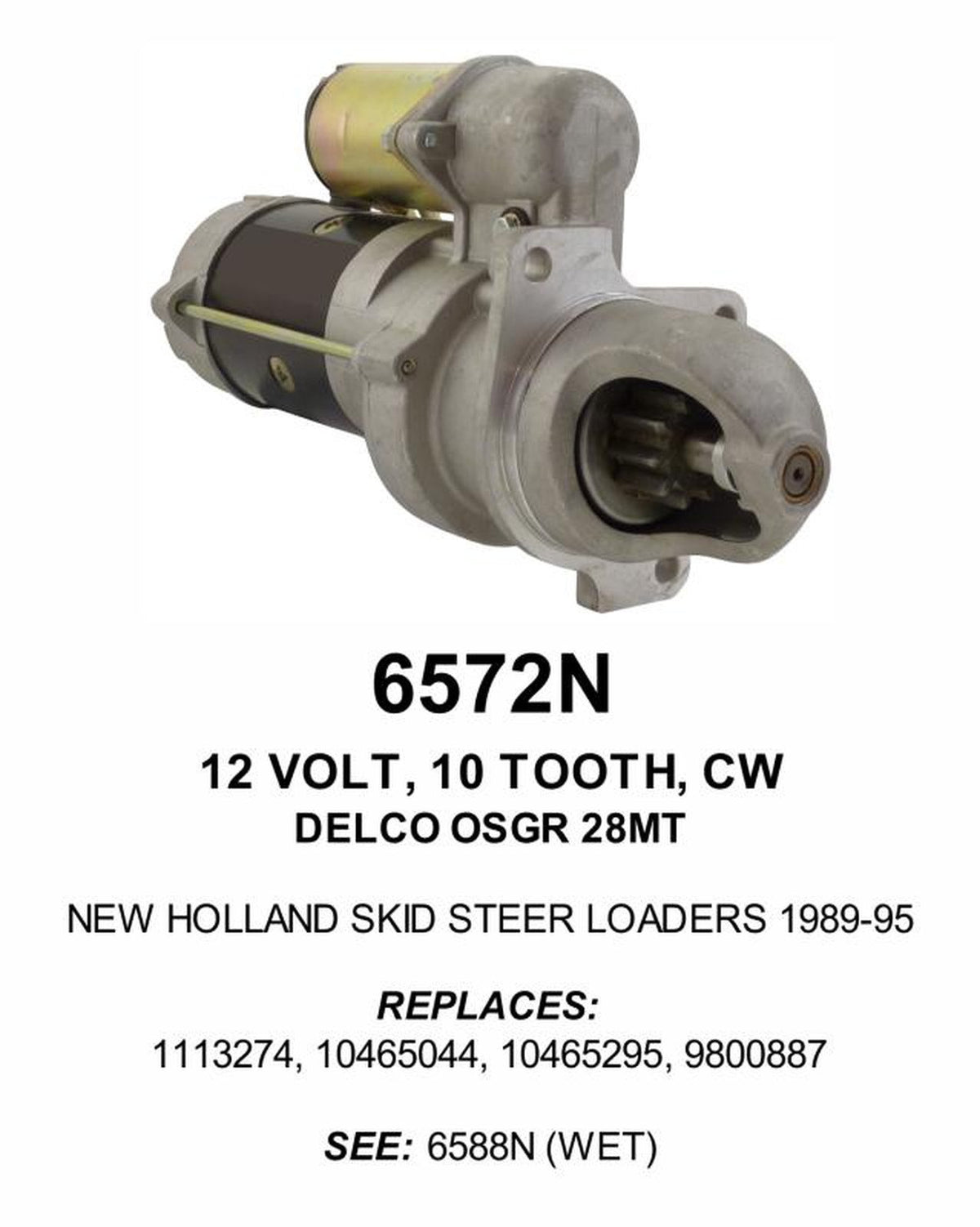 Delco 28MT style 12V starter 6587, replaces 10461463, 10479607